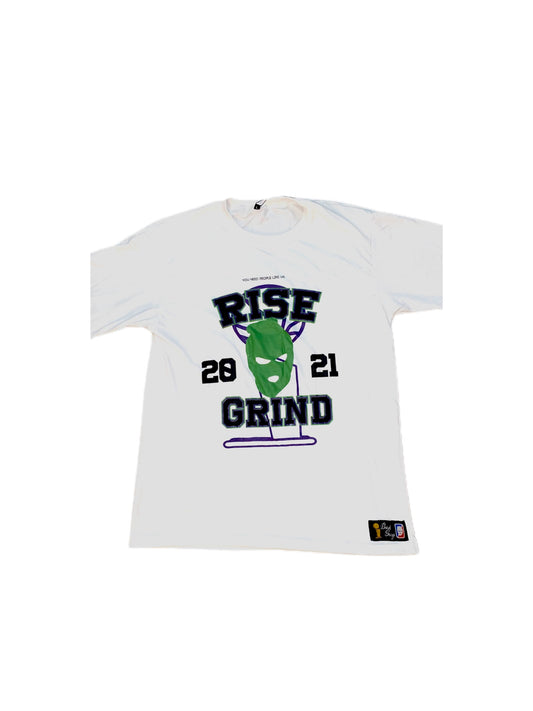 Rise n grind tshirt (White/Green)